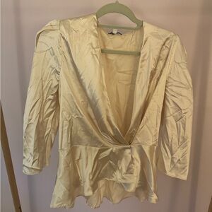 Fashion Nova Cream Satin Blouse